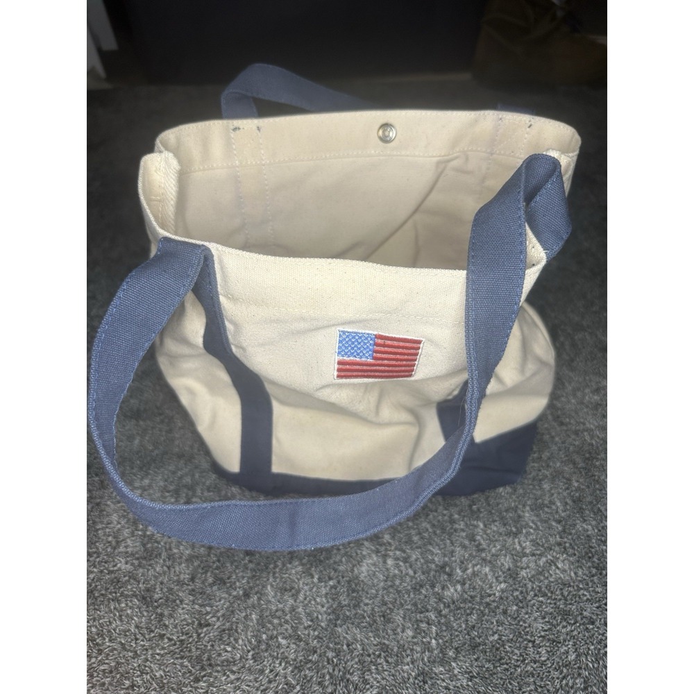 Fox News Gemline Canvas Tote Bag USA Flag Embroidered Heavyweight Navy Cream